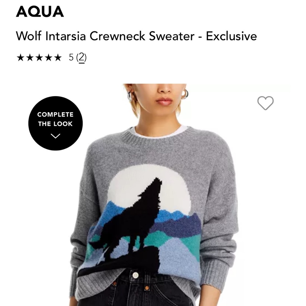 AQUA cashmere wolf sweater NWT